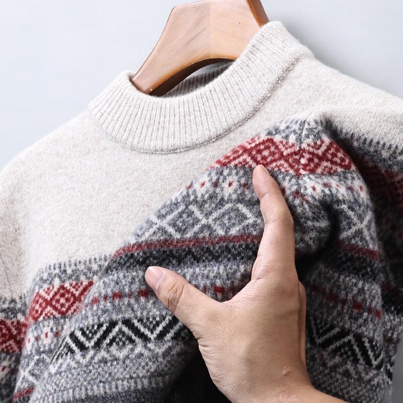 Hengyuanxiang Men's Striped Pure Wool Sweater