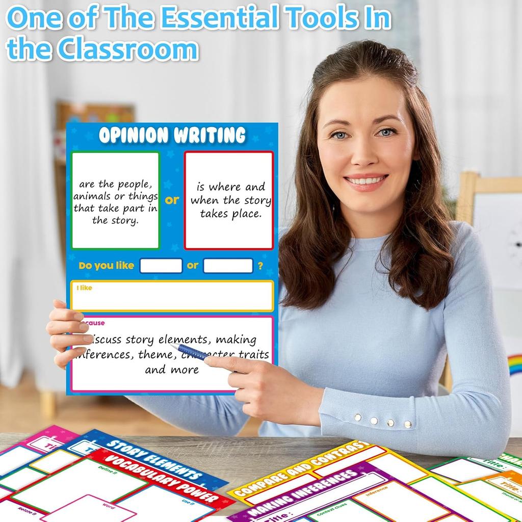 Qyeahkj 8 шт. Универсальная таблица для преподавания литературы Яркие цвета Бумага для доски для классной доски Анкерная таблица ELA для дошкольников и начальной школы