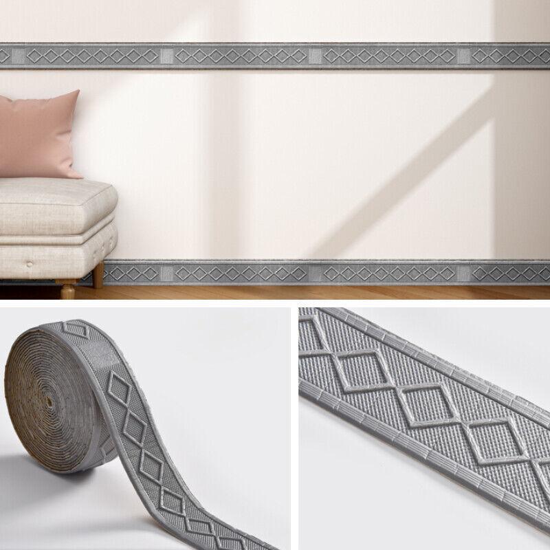 9.2M Self Adhesive Wall Skirting Border 3D Diamond Wallpaper Skirting Line Decor Waterproof Baseboard Wallpaper Sticker