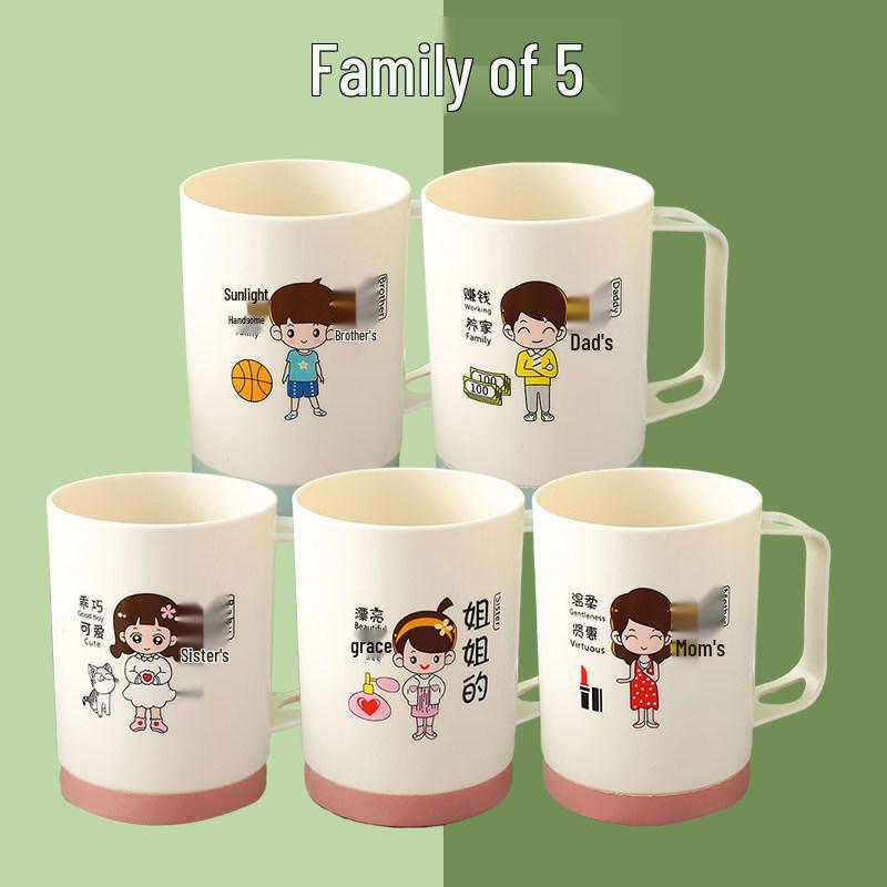 Family Toothbrush Cup Set: Parent-Child, 3-5 Person Oral Hygiene Kit with Mouthwash Cups