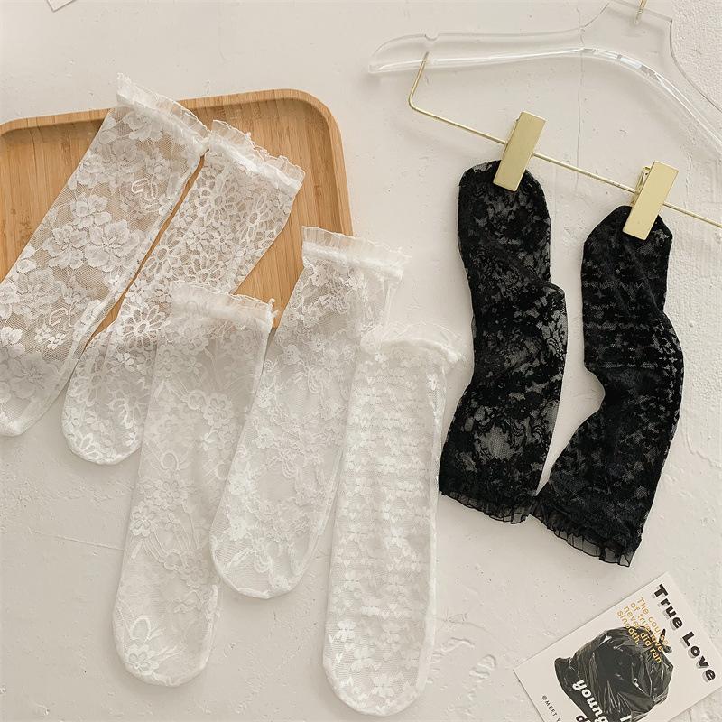 Korean Kids Girl Sock Retro Lace Ruffle Hollow Lovely Calf Sock for Children Girl Thin Breathable Frilly Princess Sock Kid Stuff