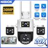 NIBIOK 20X Zoom Outdoor Camera HD 30MP WiFi Camera 24/7 Record Waterproof Night Vision Two Way Intercom Mobile Tracking IP CCTV