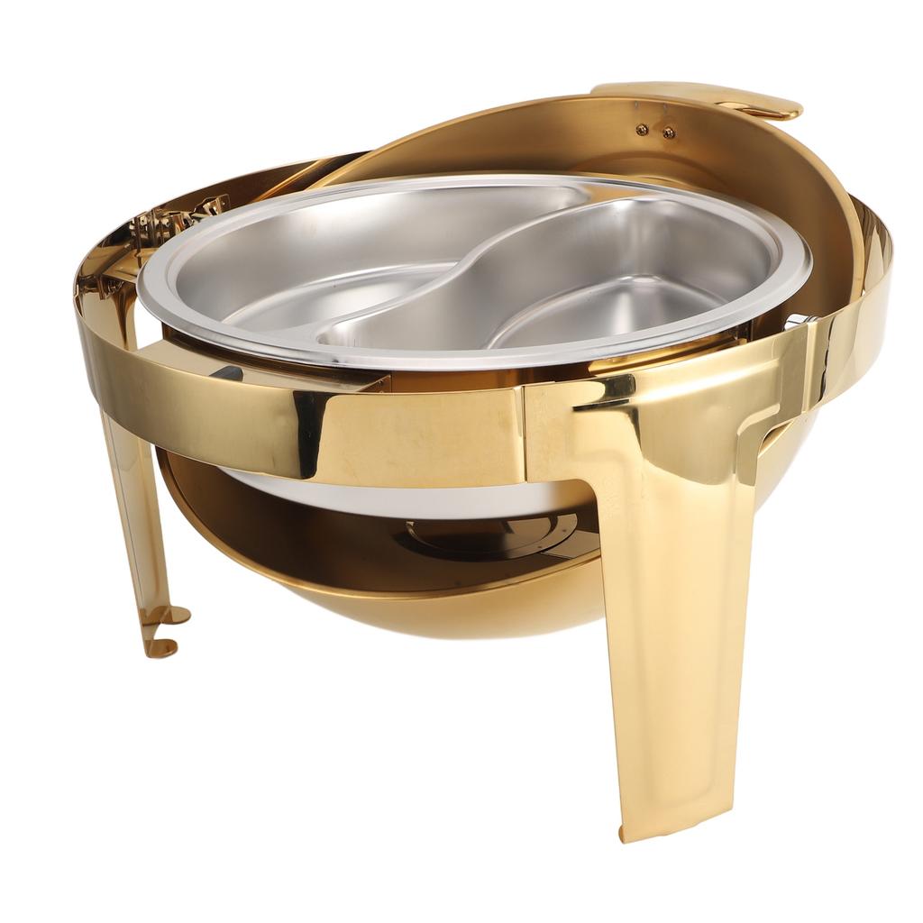 Набор для буфета с подогревом 6 л из нержавеющей стали с подогревом на спирту, круглый, для кейтеринга, с поддоном для еды