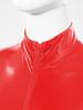 Mens Shiny Patent Leather Jumpsuit Stand Collar Long Sleeve Zipper Leotard Bodysuit Catsuit