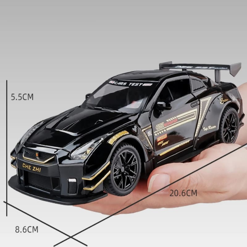 Новый 1:24 крутых спортивных автомобиля GTR, литые игрушечные модели из цинкового сплава, высокая имитация звука и света, коллекция детских игрушек для мальчиков, подарок