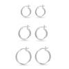 S925 Sterling Silver Jewelry Set of 3 Pairs Click-Top Hoop Earrings for Girl Teen Women 12, 15 and 20 MM