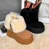 Ботинки на платформе для снега для женщин на высоком каблуке, плюшевые, теплые, замшевые, меховые, хлопковые, зимние, трендовые, повседневные, для мотоциклистов, Botas Mujer