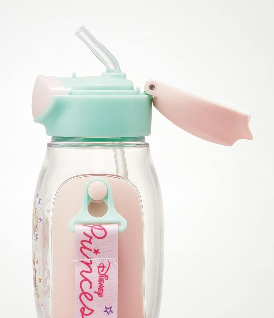 Skater Water Bottle with Disney Princess for Straw, 530ml, 23, One-Push Operation, Girls, PDSH6DX-A