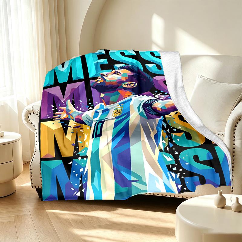 Lionel Messi Pattern Blanket for Home Decoration, Bed, Sofa, Car Travel, Camping, Suitable for All Seasons, Birthday Christmas Gift