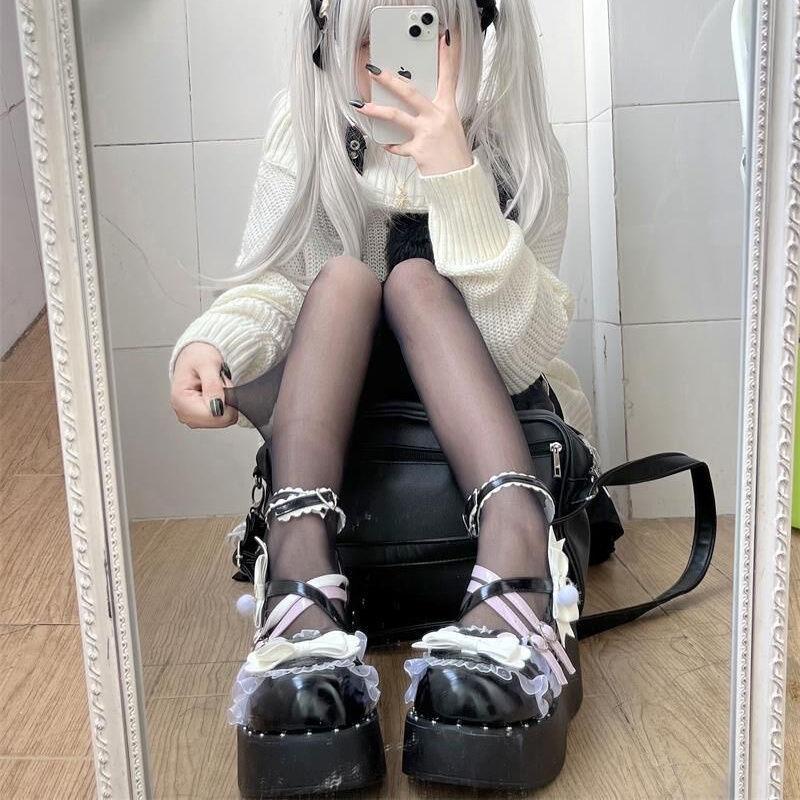 Sweet Lolita Shoes Cute Girl Lolita Shoes JK Small Leather Shoes Japanese Round Head Milk Fufu Princess Single Shoes