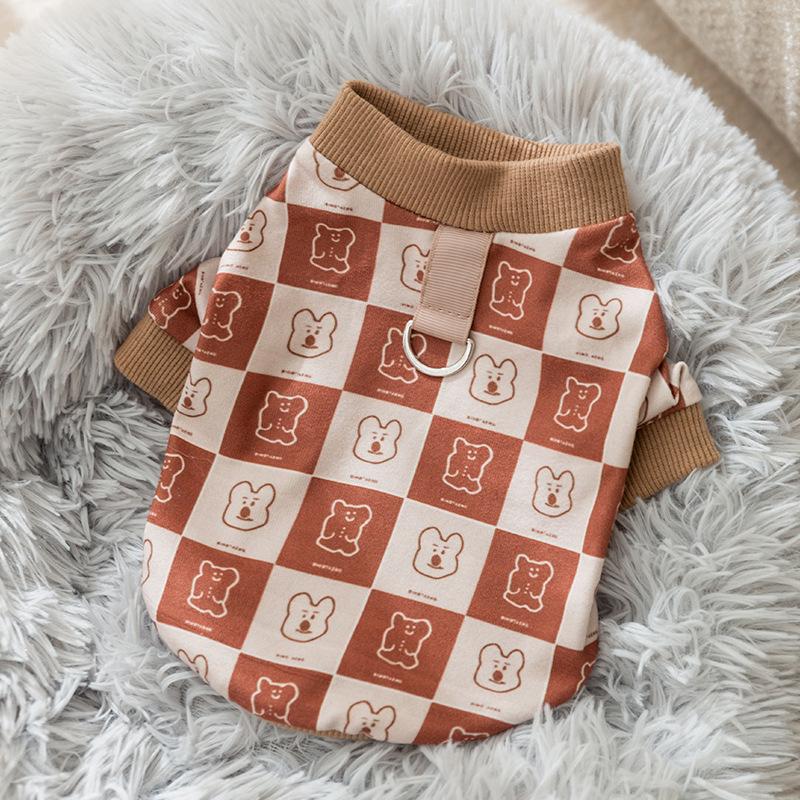 Autumn and Winter Cat Cartoon Full Print Traction Two-legged Loungewear Dog Air Conditioner Clothing Teddy Pajamas Pet Cat Clothes