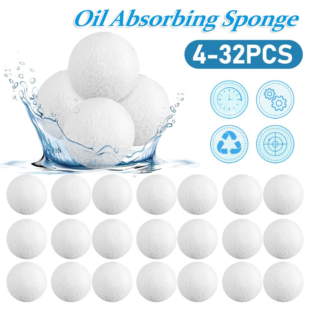 4-32 шт. Губки для фильтра бассейна, шарики для удаления пены, губка для поглощения масла, ванна, СПА, средство для очистки от масла и ила