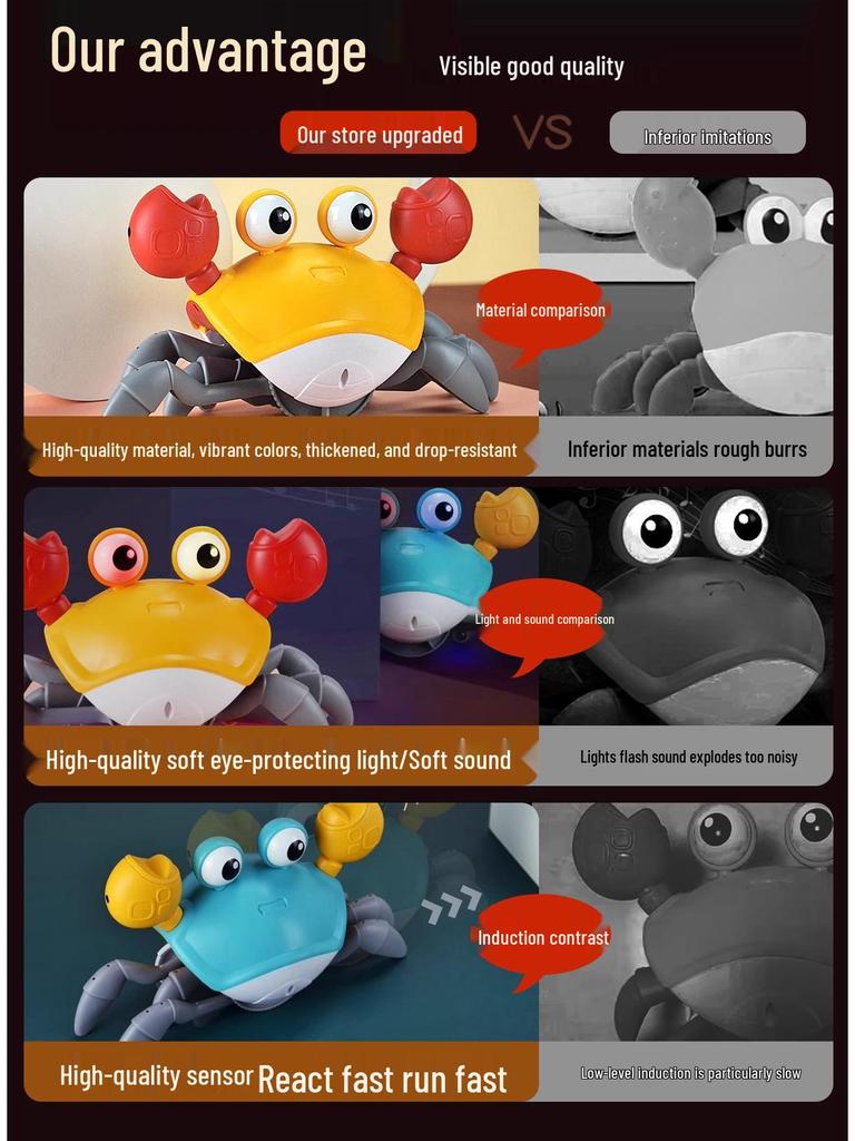 Светящаяся ползающая игрушка-краб с управлением жестами и музыкой