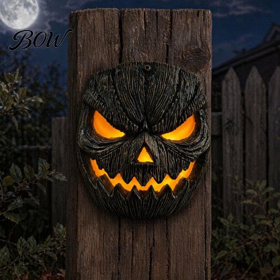 Spooky Porch Decoration Pumpkin Face Figurine, Wall Mounted Tree Statue, Figurine Resin Hugger for Outdoor Yard, Decor Halloween