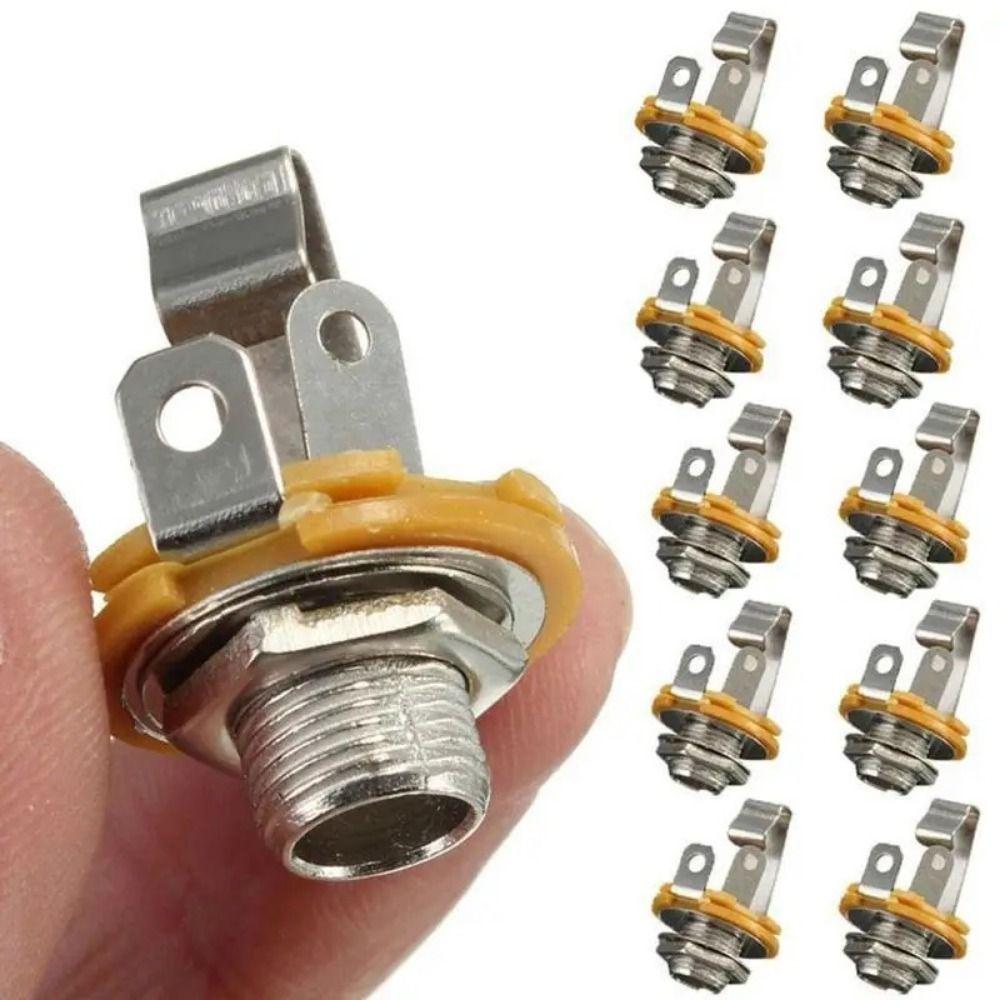 10pcs Plug Socket Guitar Mono Jack Socket Metal Guitar Pickup Output Jack  Bass Guitar