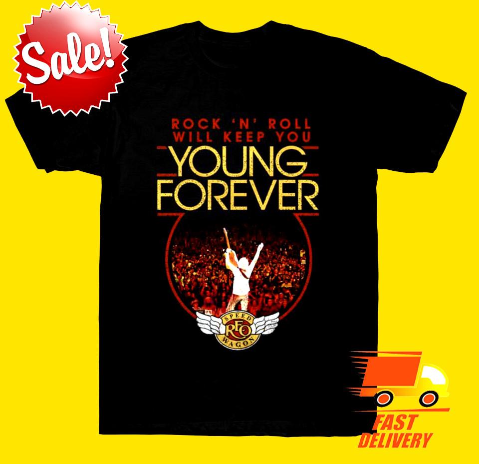 Reo Speedwagon Young Forever 2023 Футболка Черный Хлопок Унисекс S-5XL Унисекс Футболка