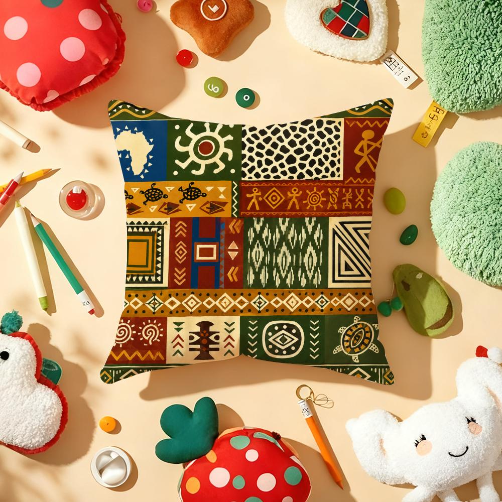 Ethnic Retro Bohemian Cushion Cover Soft Short Plush DoubleSided Printing Home Decor Machine Washable Pillow Case Gift