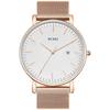 BUREI Men's Watch, Simple, Waterproof, Analog, Business, Milanese Style, Mesh Strap, Stylish, Popular, Date Display, Rose Gold, Brand Name, Imported