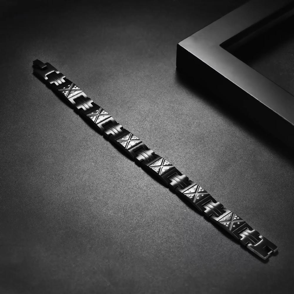 Stainless Steel Hypoallergenic Waterproof Anti Non Tarnish Black Plated Men's Link Chain Bracelet Geometric Fine Fashion Jewelry