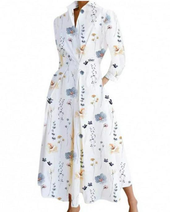 2026 Европейское и американское повседневное платье-поло для commuting с длинными рукавами и эластичной талией