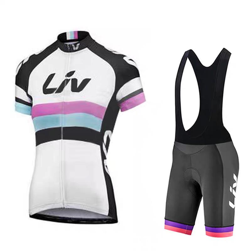 LIV women's cycling sportswear set summer cycling jersey cycling bib slim cycling short top sponge pad cycling pants