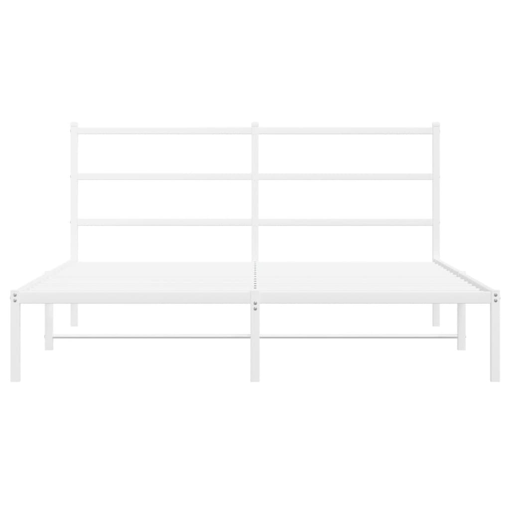 Vidaxl Металлическая Рама Кровати С Изголовьем, Белая, 150X200 См