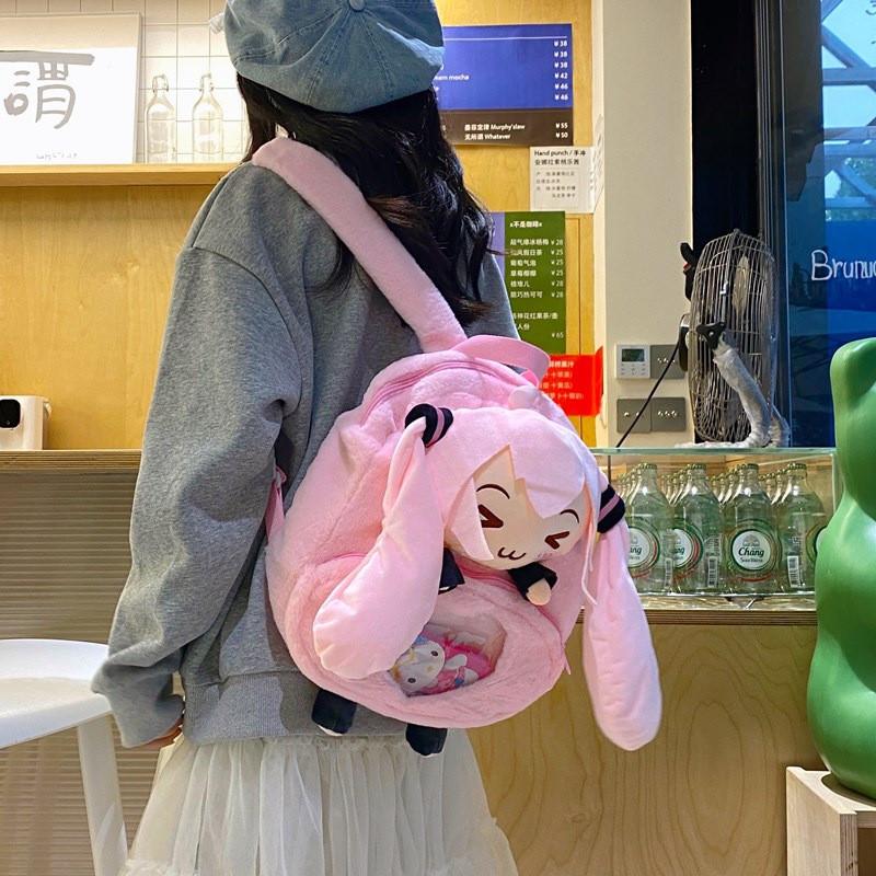 Miku Hatsune Plush Toy Backpack Cartoon Bag With Adjustable Straps Shoulder