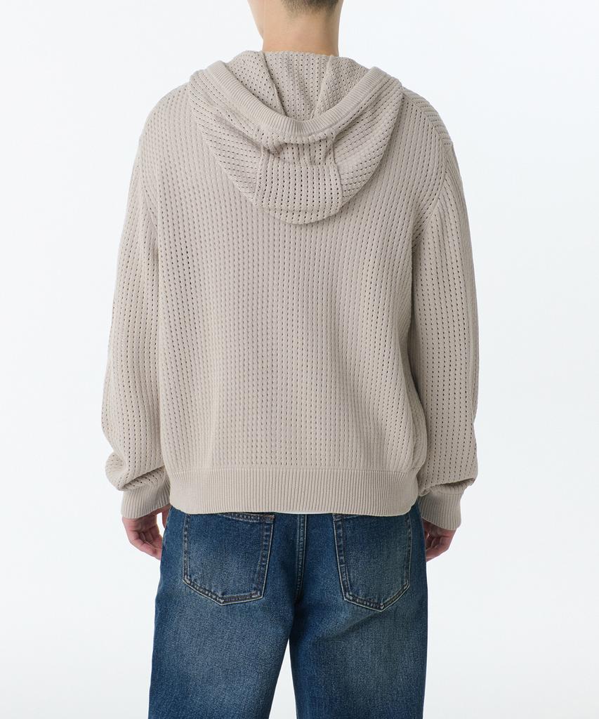 MUSINSA STANDARD Crochet Knit Hooded Zip-Up [Dusty Cream]