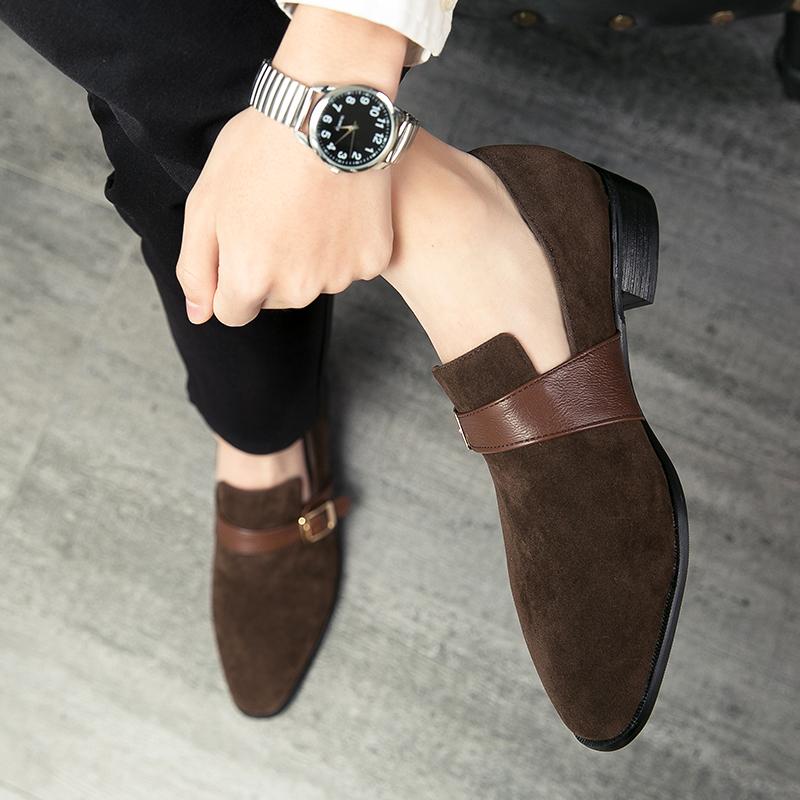 FashionMens Dress Shoes Fashion Men's Shoes Casual Suede Oxford Shoes For Men Slip-On Loafers Male Monk Strap Footwear Plus Size 38-48
