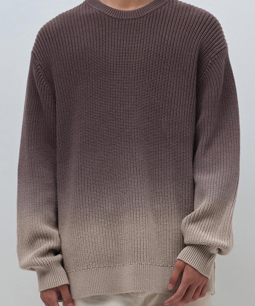 MUSINSA STANDARD Gradient Ribbed Crew Neck Knit [Brown]