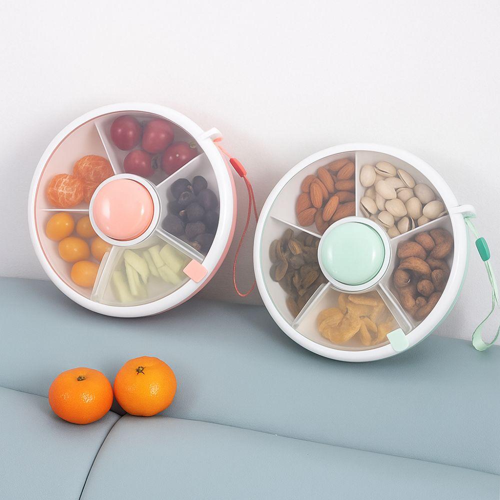 Вращающаяся подставка для закусок с 5 отделениями, портативный герметичный поднос для фруктов, коробка для конфет, контейнер для хранения закусок, детские закуски
