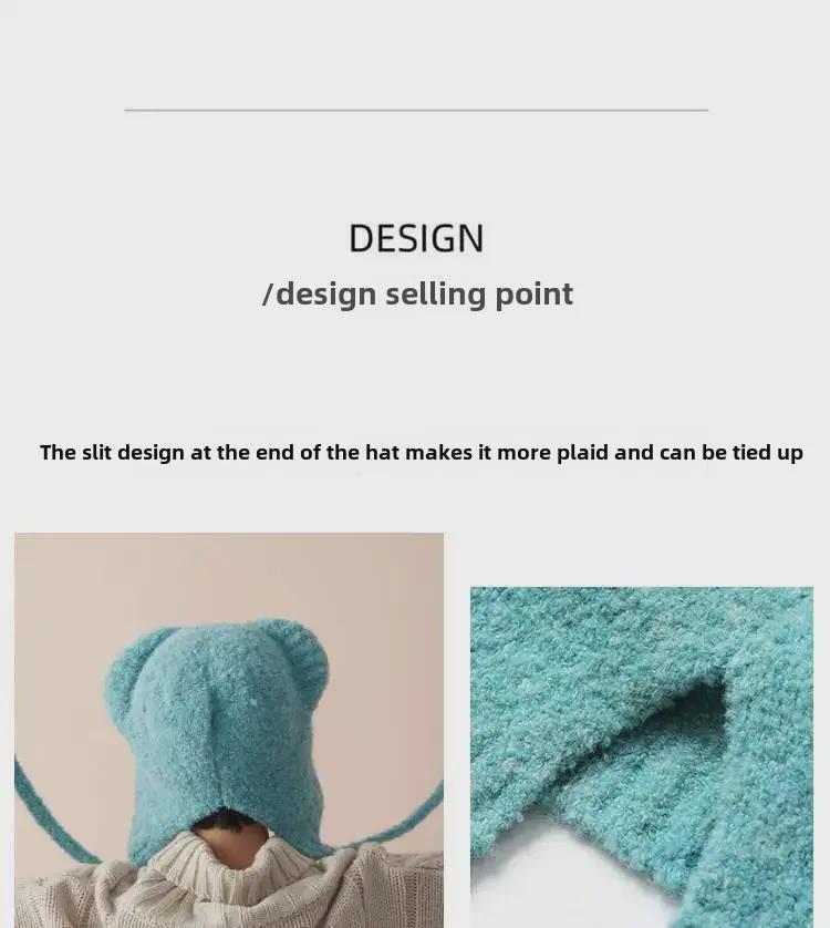 Шапка из чистой голубой шерсти с фиксированной окрашенной пряжей - зимняя шапка-ушанка Baotou