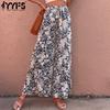Женские модные повседневные брюки с высокой талией и цветочным принтом, брюки и капри