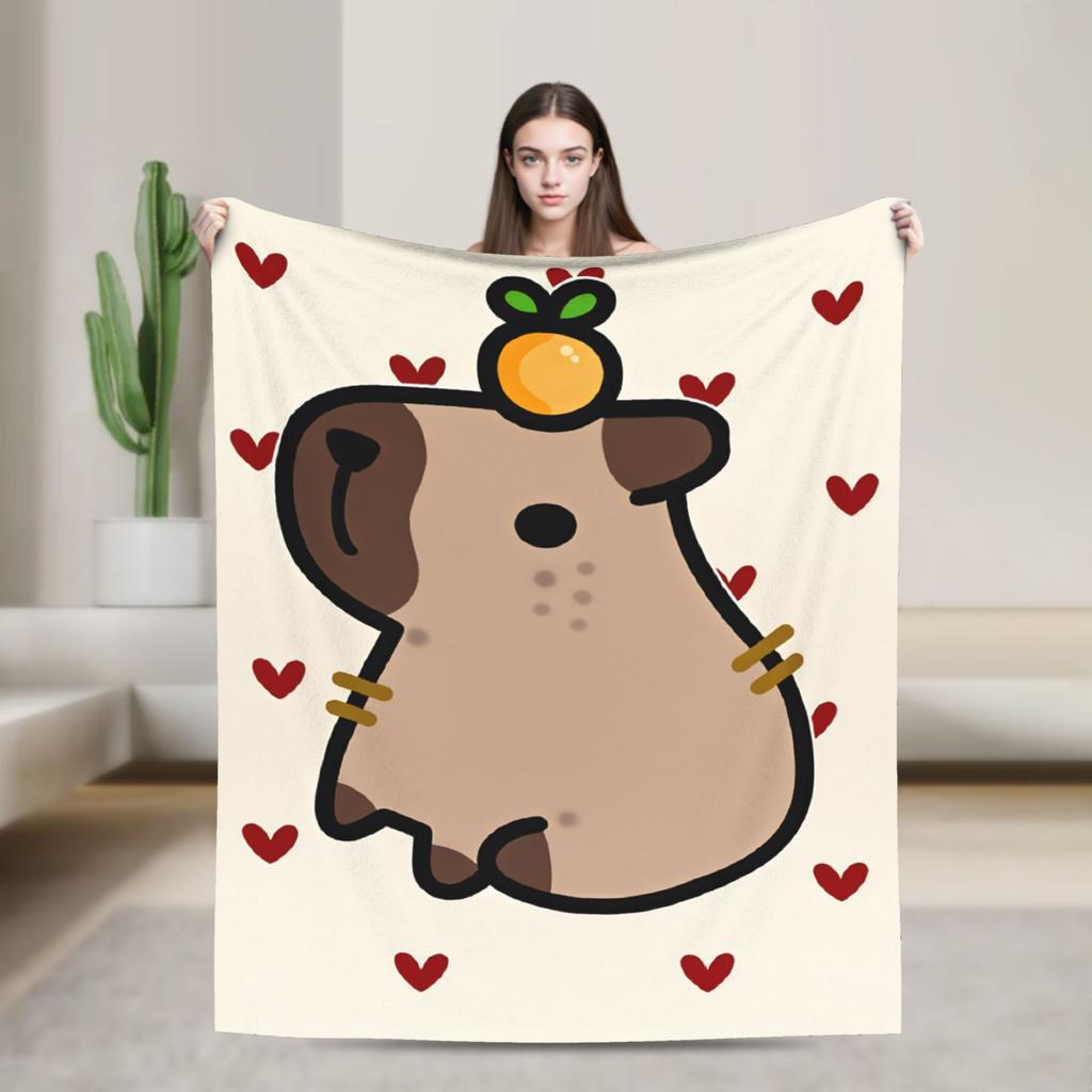 Capybara Cartoon Blanket Travel Office Flannel Bedding Throws For Bedroom Soft Design Quality Bedspread Birthday Gift