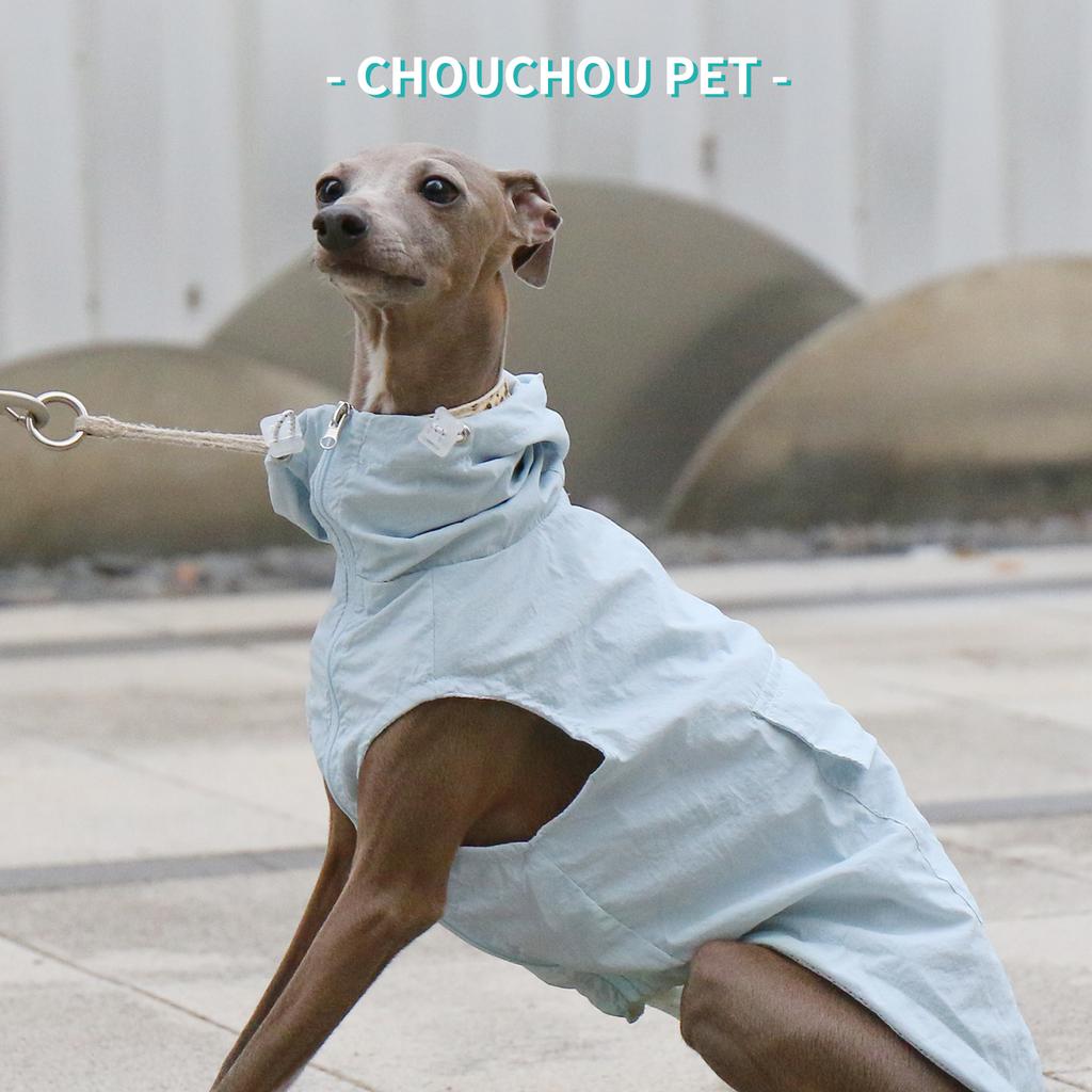 Autumn Greyhound Whippet Iggy Hooded Pet Vest Rainproof and Waterproof Adjustable Zipper Dog Clothes