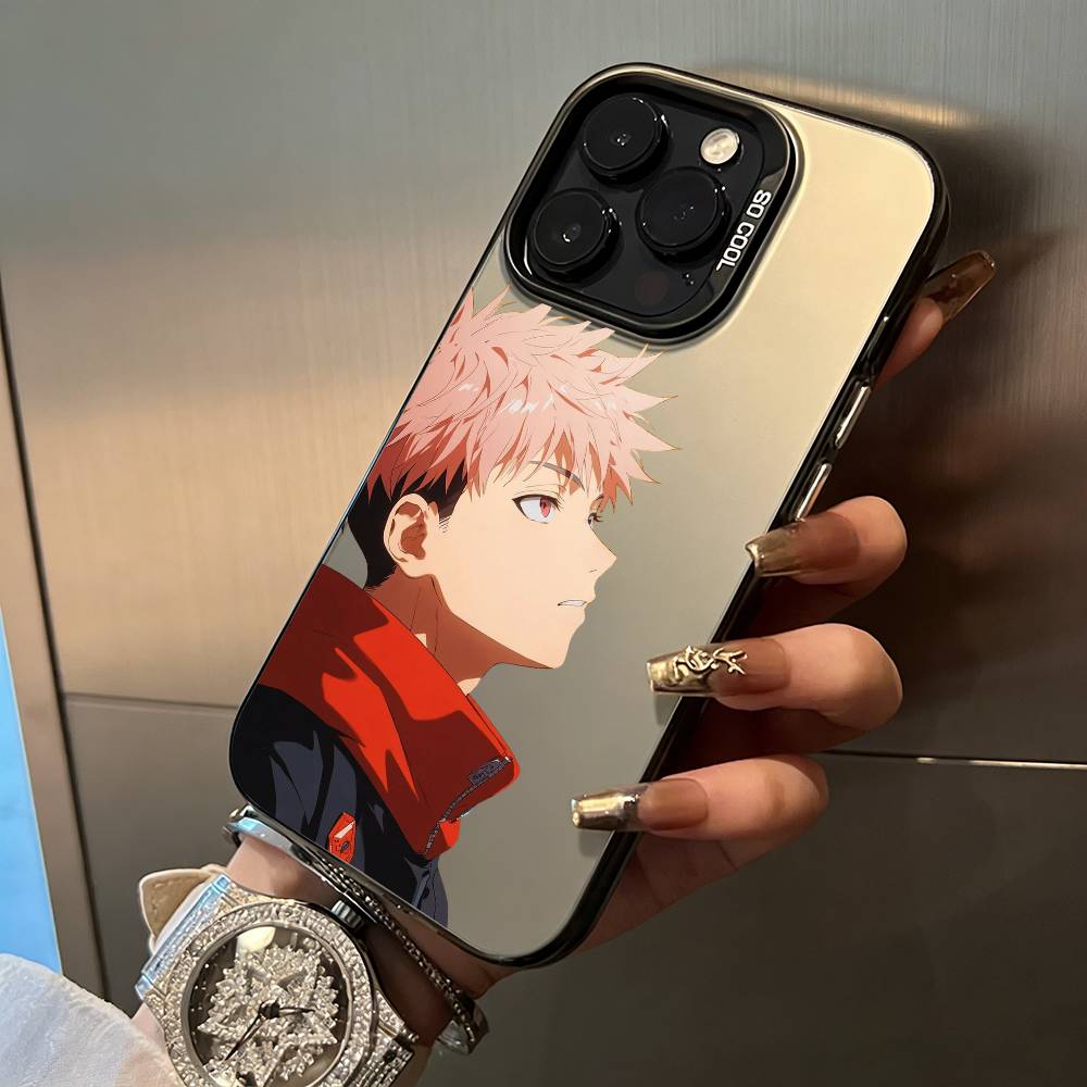 opular characters-J-Jujutsu K-aisen- For iPhone 17 16 15 14 13 12 11 Pro Max XS 17 Air Silicone Colored Silver Bumper Cover