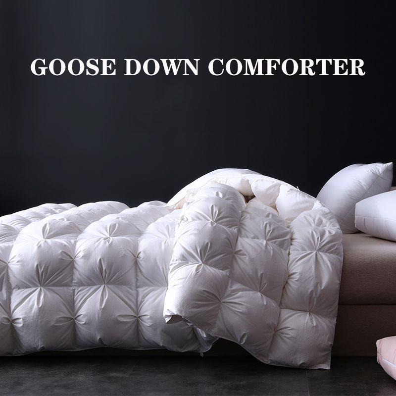 Постельное белье Одеяло из гусиного пуха Односпальное/Двуспальное/King/Queen Size Толстое одеяло со складками Вставка для одеяла Теплые одеяла Мягкий хлопковый чехол