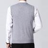 Men Vest Sweater V Neck Sleeveless Slim Fit Solid Color Knitted Pullover Slim Fit Mid Length Thickened Business Style Sweater