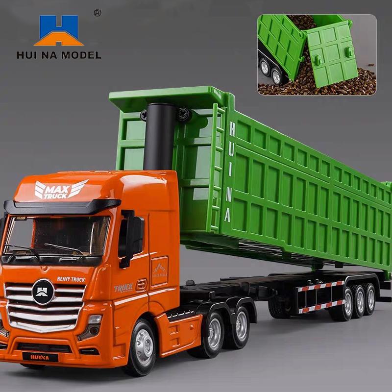 non-toxic Huina 1/50 Scale Diecast Alloy Trucks Model Dump Truck Dump Tank Truck Engineering Car Miniature Cars Children Toys for children Kid