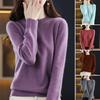 Women Sweater Solid Color Round Neck Long Sleeve Slim Fit Top Casual Autumn Winter Knitting Tops Travel Daily Wear