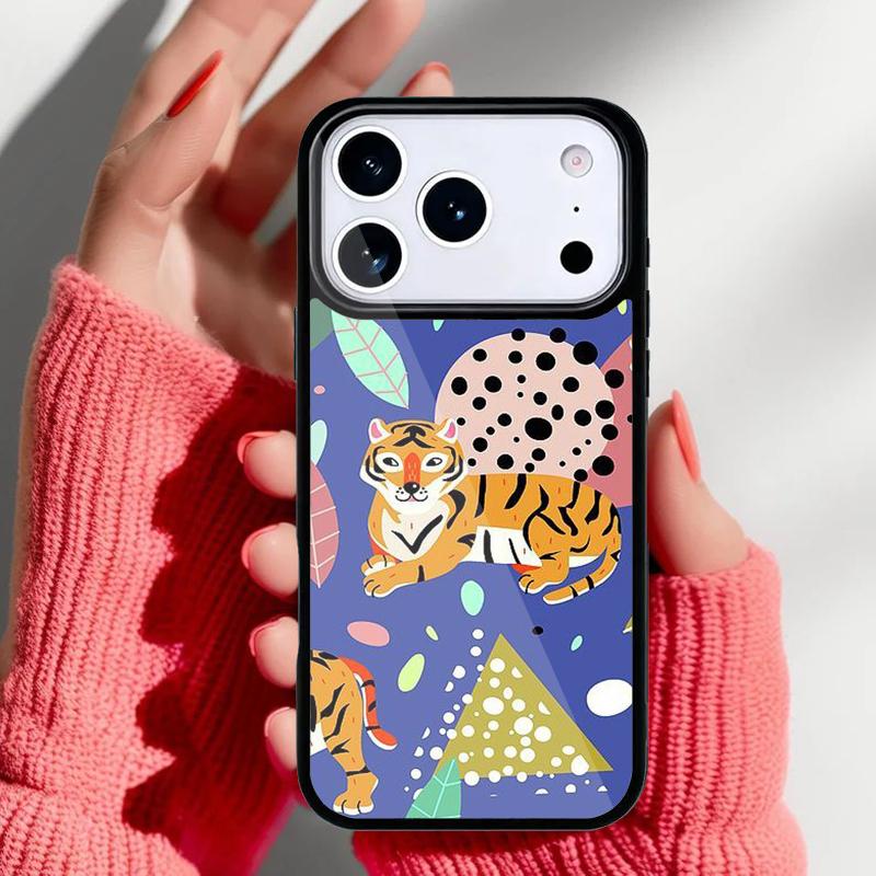 Cartoon Fat Tiger Phone Case for iPhone 17 16 15 14 13 Pro Max Back Cover for 12 11 Pro Coque