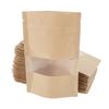 50x Kraft Paper Bag Stand Up Pouch Food Zip Lock Packaging W/ Window 9x14+3
