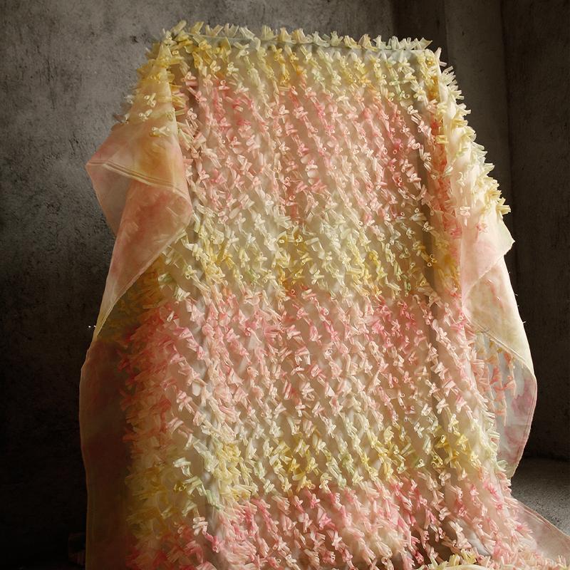 Ткань с градиентной 3D текстурой с закрученным краем, креативная ткань для драпировки, дизайнерская ткань, моделирование своими руками, свадебное платье, одежда, вечеринка, фотореквизит