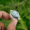 Natural Larimar Gemstone Statement Adjustable Ring 925 Sterling Silver For Girls