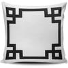 Наволочка для декоративной подушки в стиле моды, на заказ, черно-белая, с бордюром в виде греческого ключа, евро квадратная, накидка на подушку, чехол для подушки, 26x26 дюймов, односторонняя печать