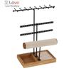 Black Metal T -Shaped Bracelet Ring Earring Organizer Jewelry Holder Stand Necklace Display Rack With Storage Box Base