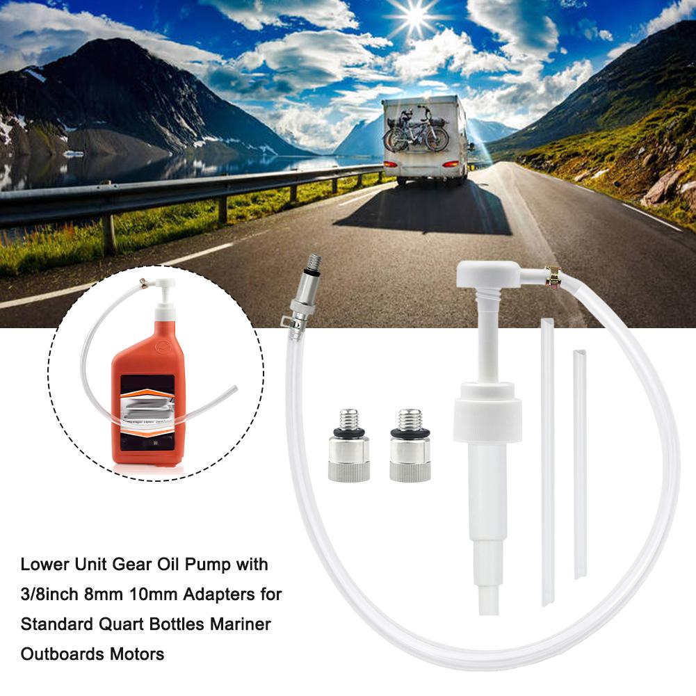 Universal Lower Unit Gear Oil Pump With 3/8inch 8mm 10mm Adapters For Standard Quart Bottles Mariner Outboards Motors H0L1