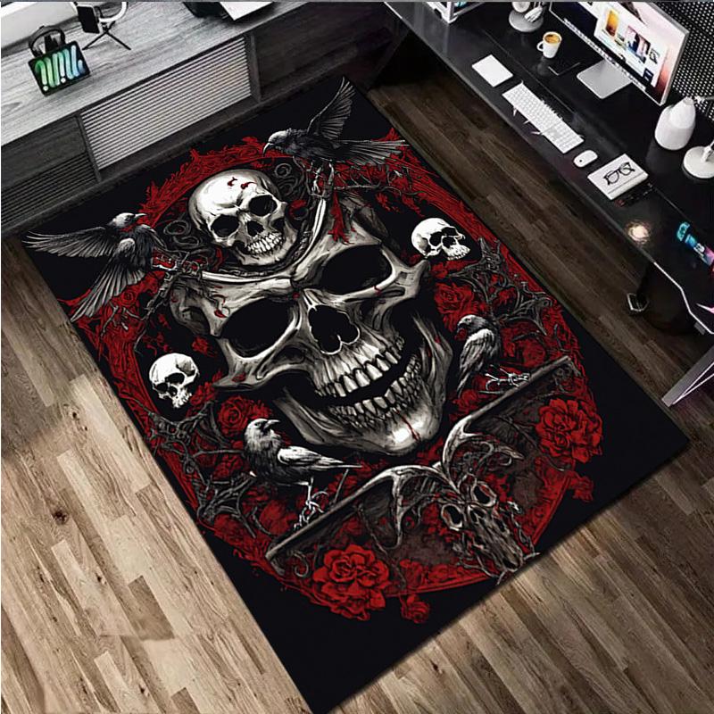 Skull Print Rug - home decoration Carpet For Living Room Bedroom Flooring Computer Chair Area Rug