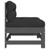 vidaXL Mittelsofa mit Kissen Grau Massivholz Kiefer