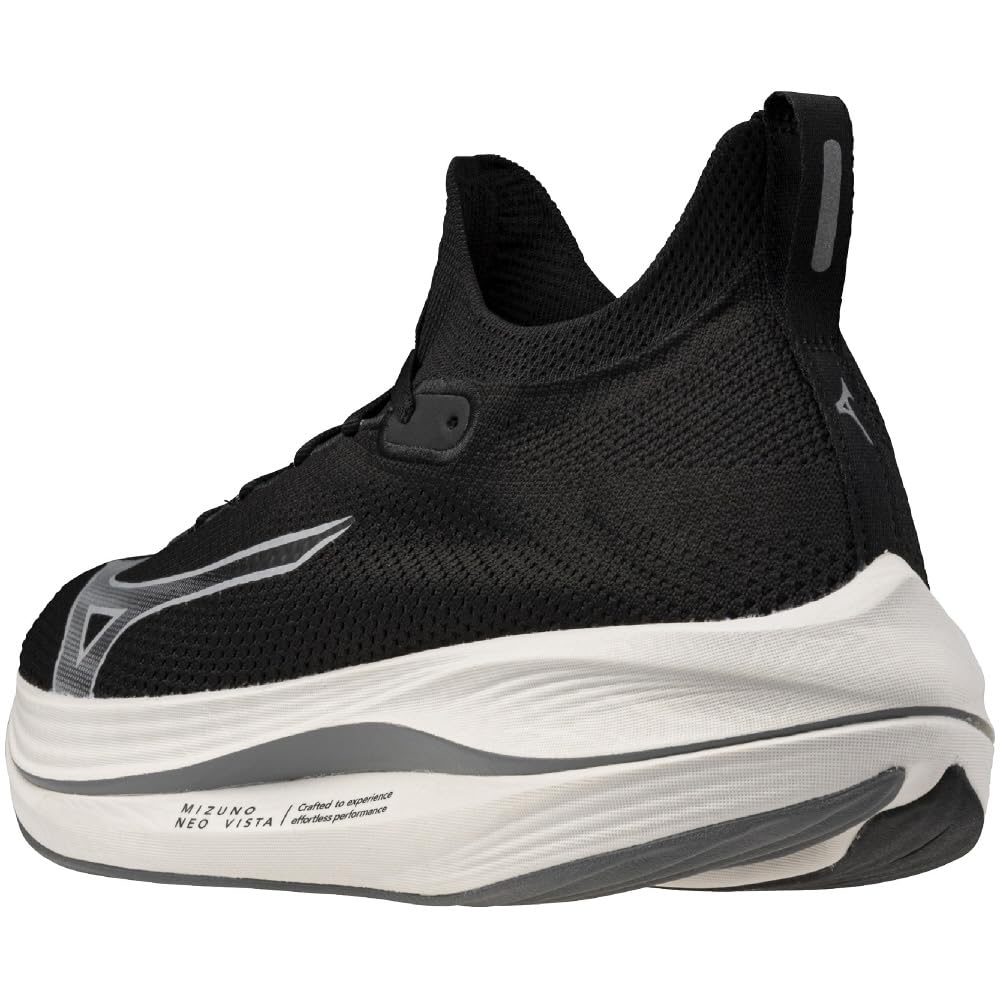 Mizuno Кроссовки NEO VISTA для бега, толстые, черные x темно-серые x светлые, 2E, для джоггинга, марафона, тренировок, спорта, легкие, упругие, подошва, серые, 24,5 см,